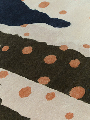 Axioma Ivory Navy Terracotta Hand Tufted Rug – Lifestyle View 01 – NZ Wool Rugfine