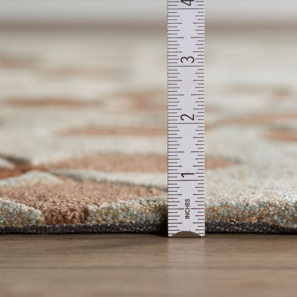 Flormi Teal Brown Cream Hand Tufted Rug – Pile Height Detail – New Zealand Wool Rugfine