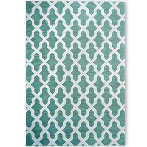Chikoon Teal White Hand Tufted Rug – Detail Closeup 06 – NZ Wool Rugfine