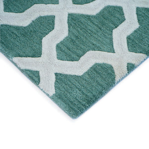 Chikoon Teal White Wool Rug – Lifestyle View 02 – Hand Tufted Rugfine