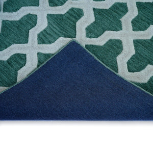 Chikoon Teal White Wool Rug – Detail Closeup 04 – Hand Tufted Rugfine