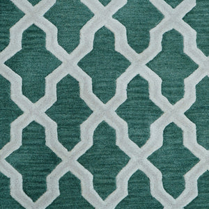 Chikoon Teal White Hand Tufted Rug – Detail Closeup 05 – NZ Wool Rugfine