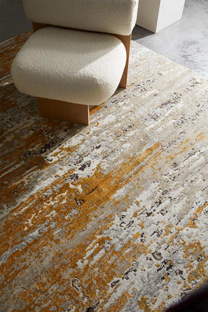Chromaze Amber Silver Ivory Hand Knotted New Zealand Wool Rug – Luxury Lifestyle View 2 – Rugfine