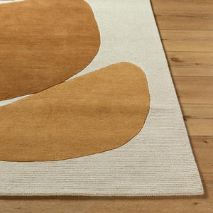 Clevix Ivory Amber Brown Hand Tufted Rug – Front View – Rugfine