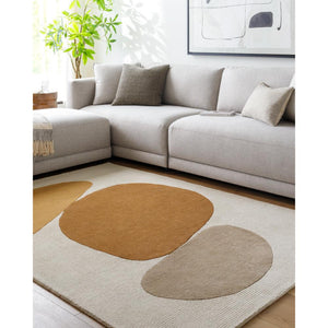Ivory Amber Brown Hand Tufted Wool Rug – Clevix 100% NZ Wool Luxury Area Rug by Rugfine – Room Setting