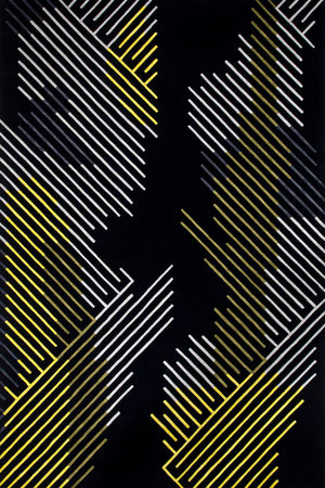 Crestcove Black Yellow White Wool Viscose Rug – Overhead View – Hand Tufted Rugfine