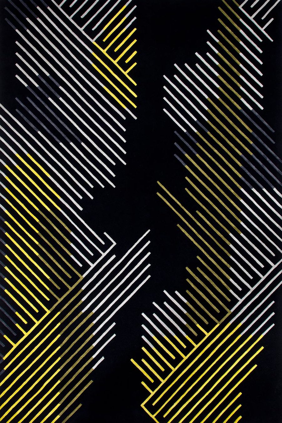 Crestcove Black Yellow White Wool Viscose Rug – Overhead View – Hand Tufted Rugfine
