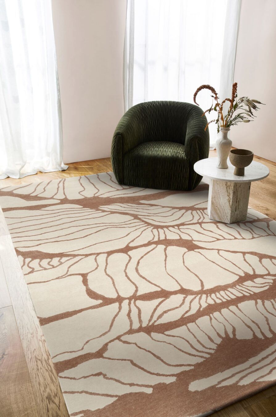Ivory Brown Hand Tufted Wool Rug – Cybria 100% NZ Wool by Rugfine – Lifestyle View