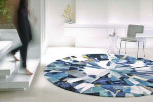 Dyvea Teal Navy Ivory Diamond Wool Rug – Close-Up Geometric Detail – New Zealand Wool Rugfine