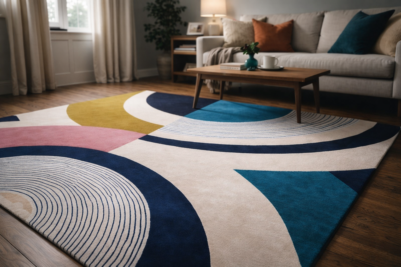 Eclipse Multicolor Abstract Geometric Hand Tufted Wool Rug – View 2 – Rugfine