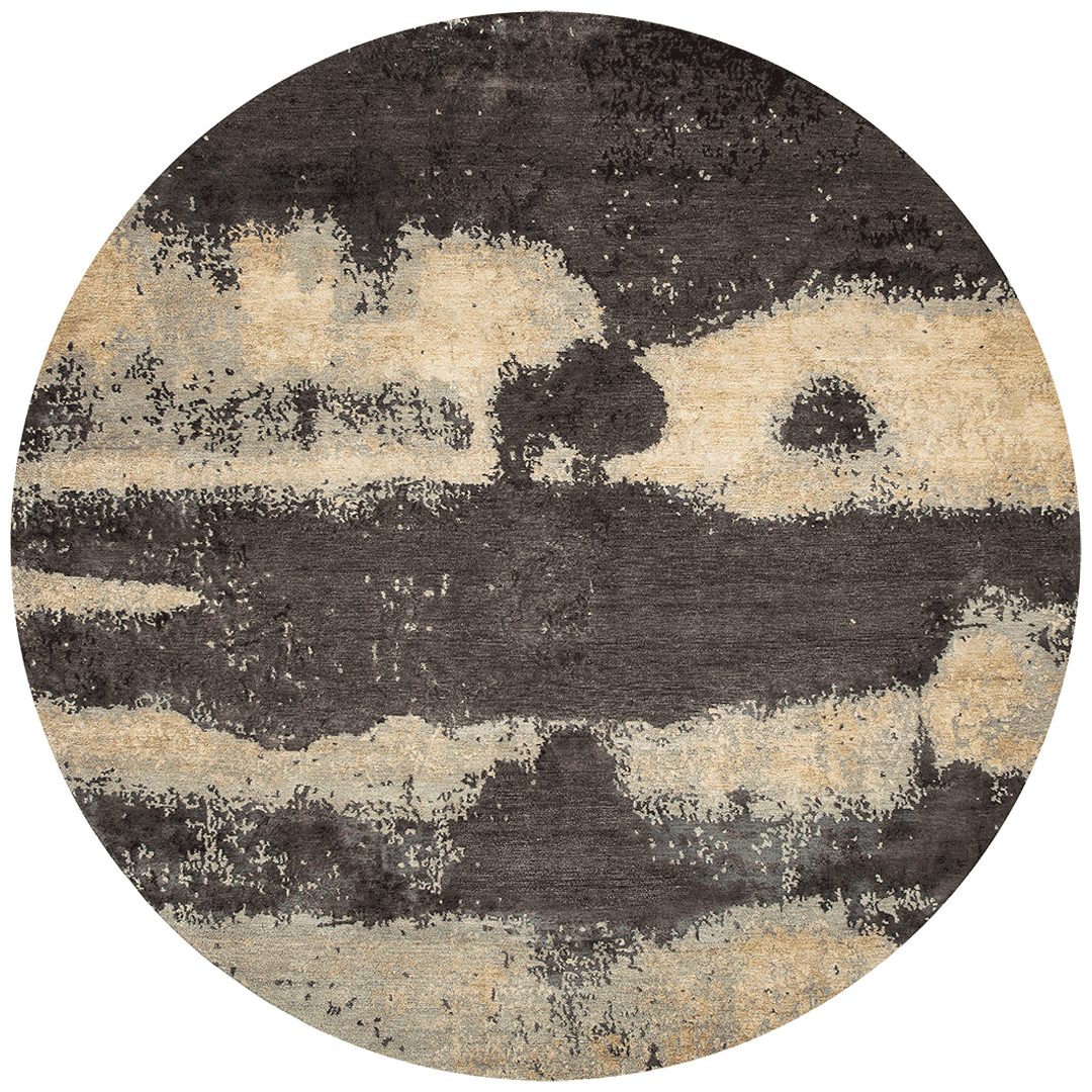 Elusis Square Hand Tufted Rug – Overhead Landscape Abstract View – New Zealand Wool – Rugfine