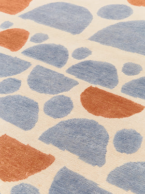 Epixen Ivory Blue Terracotta Hand Tufted Rug – Detail Closeup – NZ Wool Rugfine