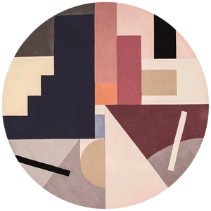 Exoma Square Delaunay Wool Rug – Overhead Circular Abstract Art Design – Hand Tufted Rugfine