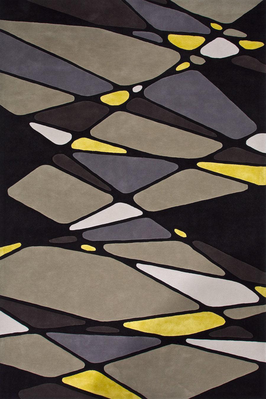 Floatzen Black Grey Lime Geometric Rug – Main View – Hand Tufted Wool Rugfine