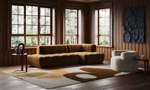 Ivory Brown Sage Green Hand Tufted Wool Rug – Fluxion 100% NZ Wool Luxury Area Rug by Rugfine – Lifestyle View