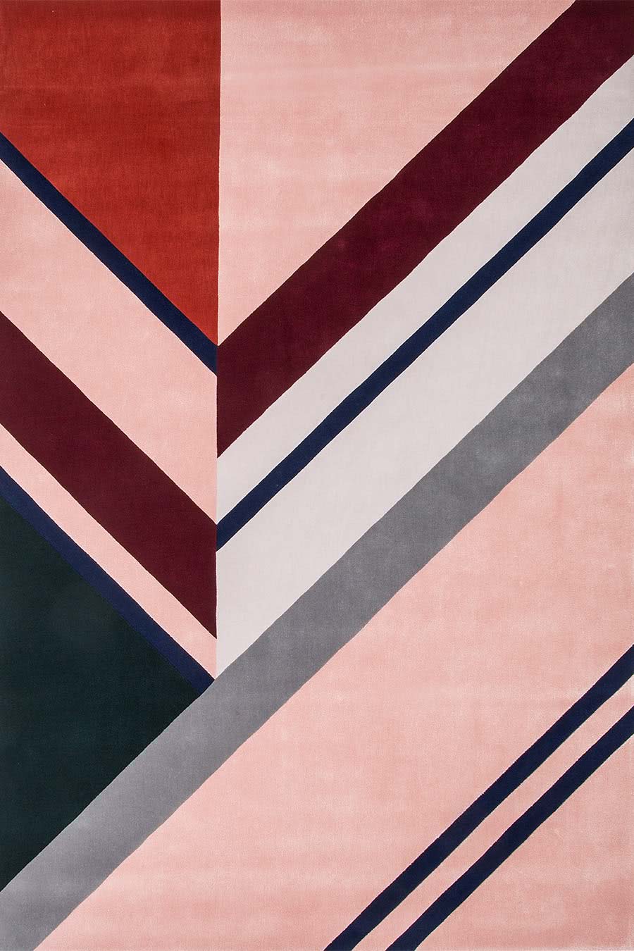 Fusion Pink Burgundy Navy Geometric Wool Rug – Main View – Hand Tufted Rugfine