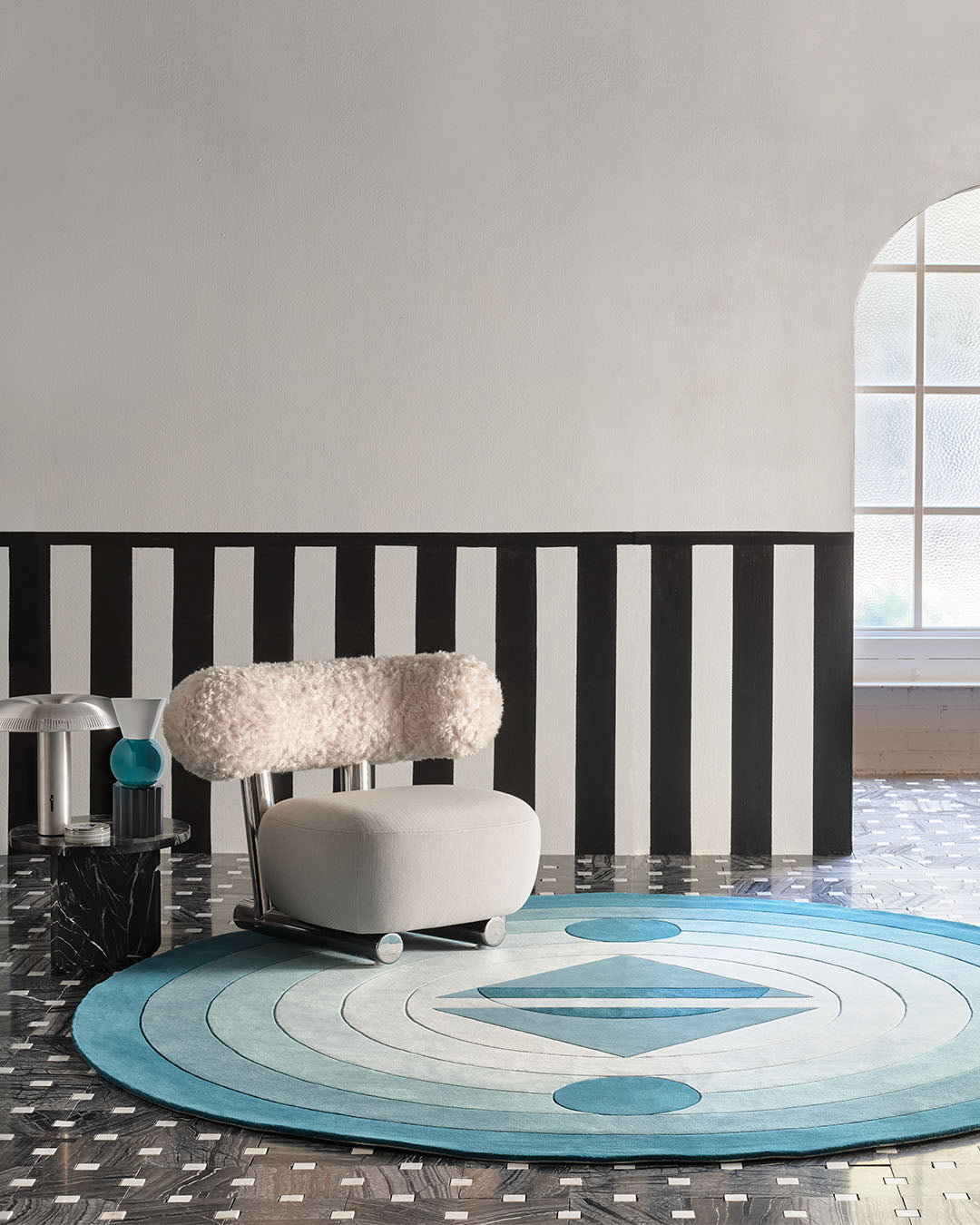 Gerbit Square Hand Tufted Rug – Mezza Luna Half Moon 100% New Zealand Wool Luxury Area Rug by Rugfine – View 1