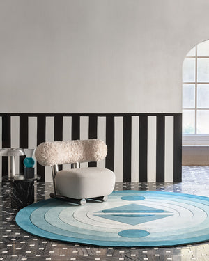 Gerbit Square Hand Tufted Rug – Mezza Luna Half Moon 100% New Zealand Wool Luxury Area Rug by Rugfine – View 1