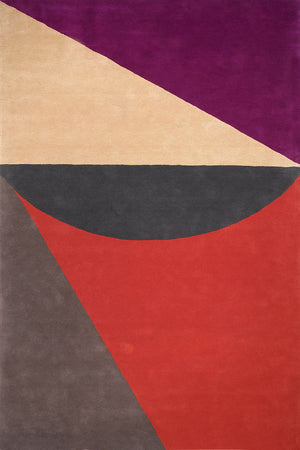 Red Purple Beige Hand Tufted Wool Rug – Gleamora Wink Dinosaur Designs 100% NZ Wool by Rugfine – Overhead View
