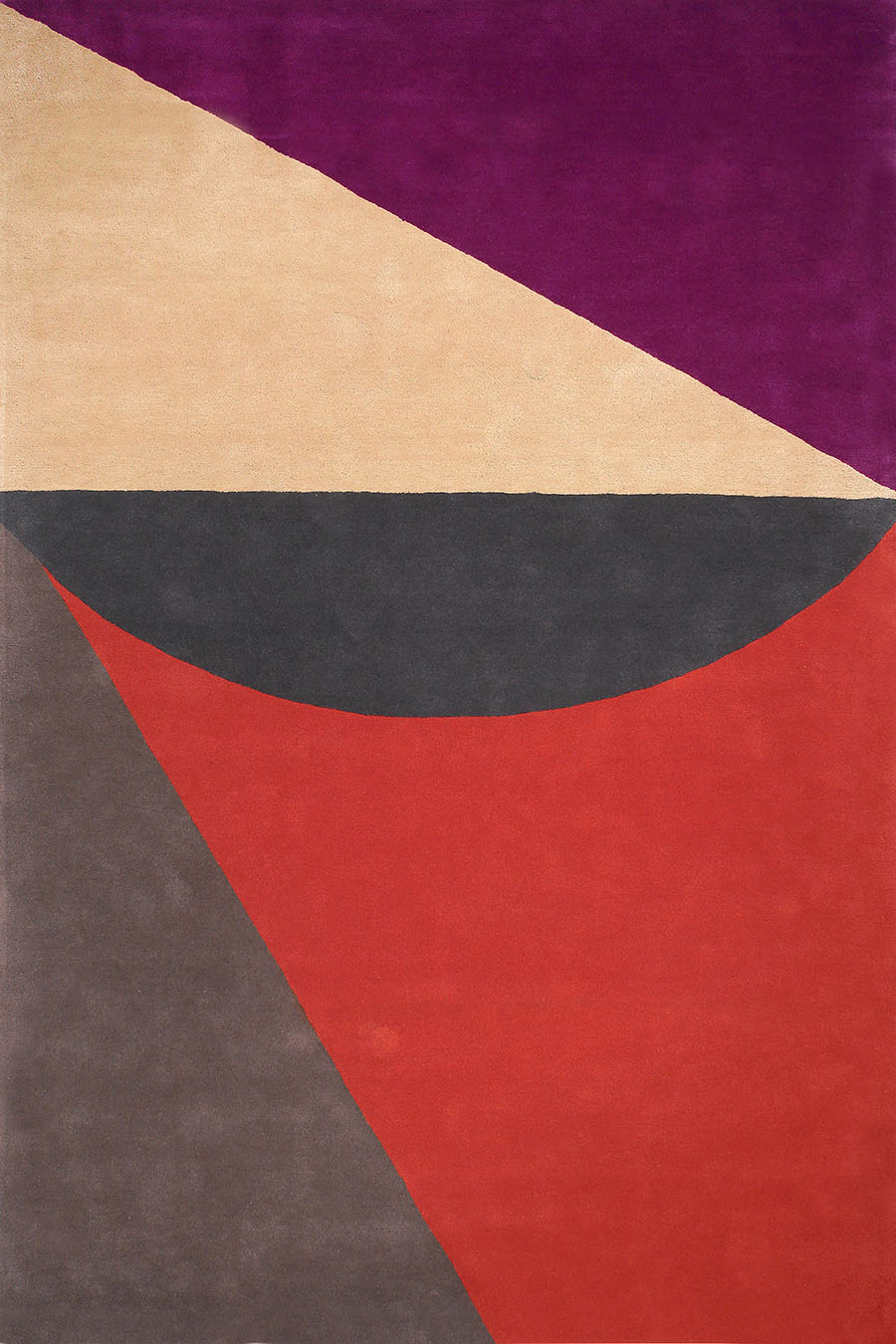 Red Purple Beige Hand Tufted Wool Rug – Gleamora Wink Dinosaur Designs 100% NZ Wool by Rugfine – Overhead View