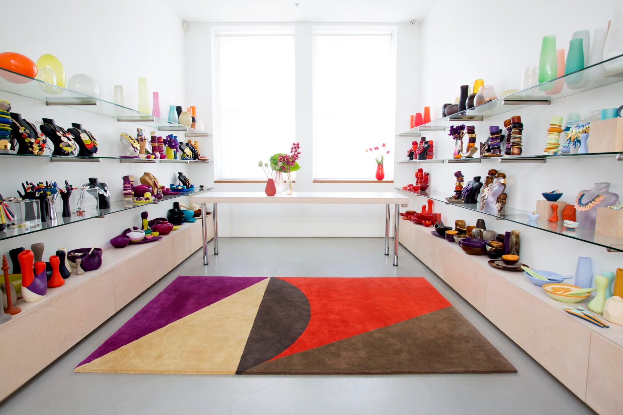 Gleamora Red Purple Beige Wink Wool Rug – Lifestyle View – Hand Tufted Rugfine