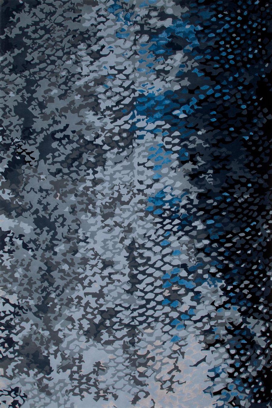 Lixen Hand Tufted Rug – Charcoal Grey Silver Blue Pisces 100% New Zealand Wool Luxury Area Rug by Rugfine – Overhead View