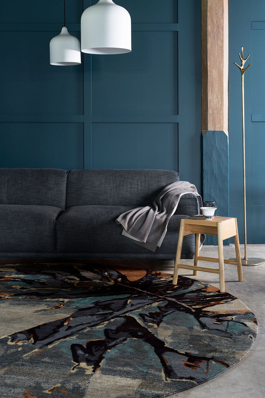 Mirre Square Hand Tufted Rug – Wings Abstract 100% New Zealand Wool Luxury Area Rug by Rugfine – Main View