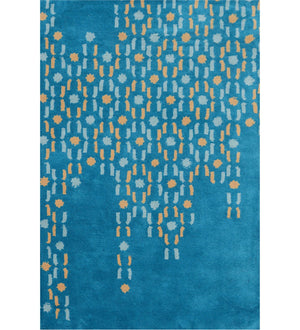 Morbix Teal Gold White Hand Tufted Wool Rug – View 2 – Rugfine