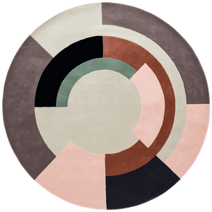 Mosaic Pink Navy Cream Plateau BernabeiFreeman Square Wool Rug – Overhead View – Rugfine