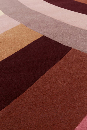 Mystiq Blush Pink Burgundy Teal Wool Rug – Rainbow Close-Up Botanical Detail – Rugfine
