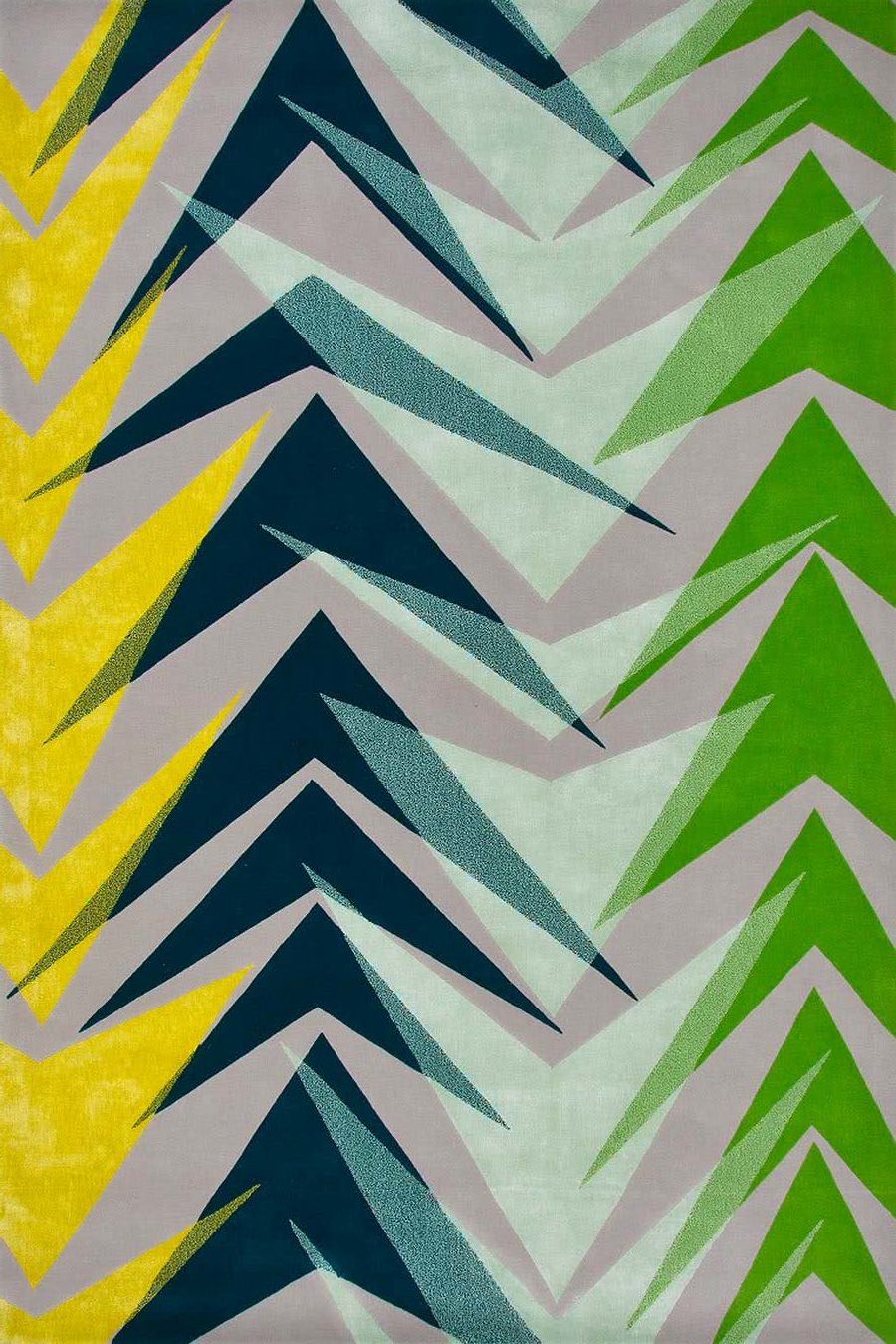 Grey Navy Green Hand Tufted Wool Rug – Nexarise Kaleidoscope by Anika 100% NZ Wool by Rugfine – Overhead View