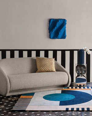 Novasync Teal Black Amber Wool Rug – Banto Geometric Lifestyle View 2 – Hand Tufted Rugfine