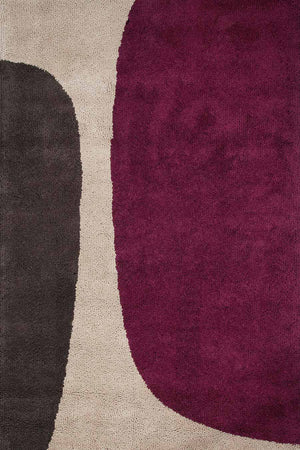 Novyx Ivory Plum Charcoal Wool Rug – Overhead Mountains Abstract Design – Hand Tufted Rugfine