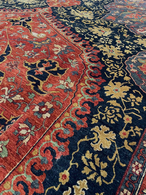 Opulence Red Navy Gold Ushak Hand Woven Wool Rug – Closeup 3 – Rugfine