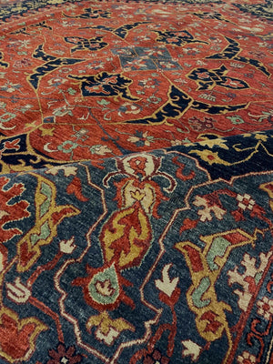 Opulence Red Navy Gold Ushak Traditional Wool Rug – Closeup 5 – Rugfine