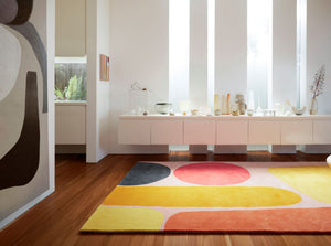 Orbonex Pink Yellow Red Pollination Wool Rug – Landscape View – Hand Tufted Rugfine