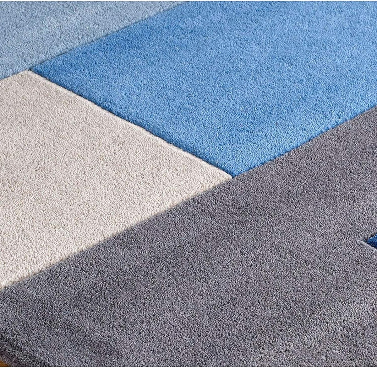 Orchidgem Royal Blue Ivory Wool Rug – Close-Up Detail View – New Zealand Wool Rugfine