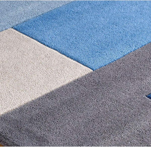 Orchidgem Royal Blue Ivory Wool Rug – Close-Up Detail View – New Zealand Wool Rugfine