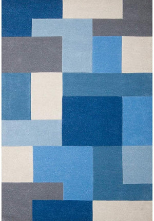 Orchidgem Royal Blue Sky Blue Ivory Wool Rug – View 2 – Hand Tufted Rugfine