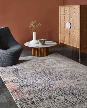 Grey Pink Black Hand Tufted Wool Rug – Pixlen Ball Point by Carousel 100% NZ Wool by Rugfine – Lifestyle View