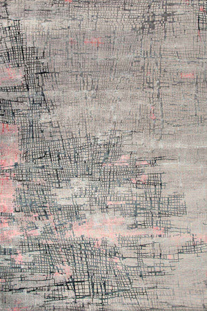 Pixlen Grey Pink Black Ball Point Carousel Wool Rug – Overhead View – Hand Tufted Rugfine