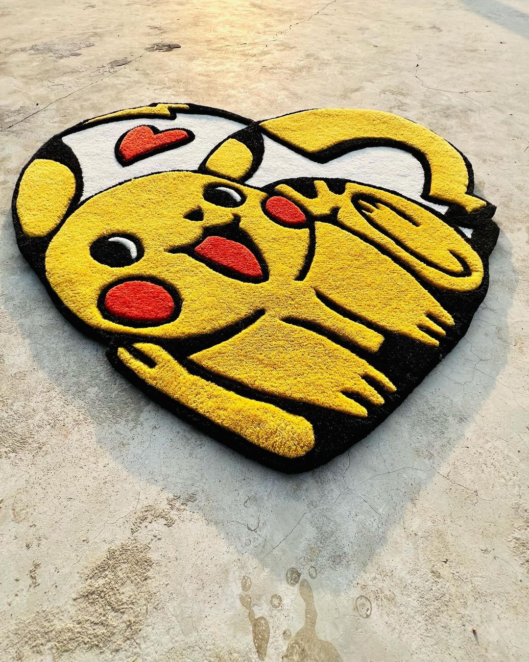 Pokemon Heart Shape Rug – Yellow Red White Detail View 5 – Rugfine