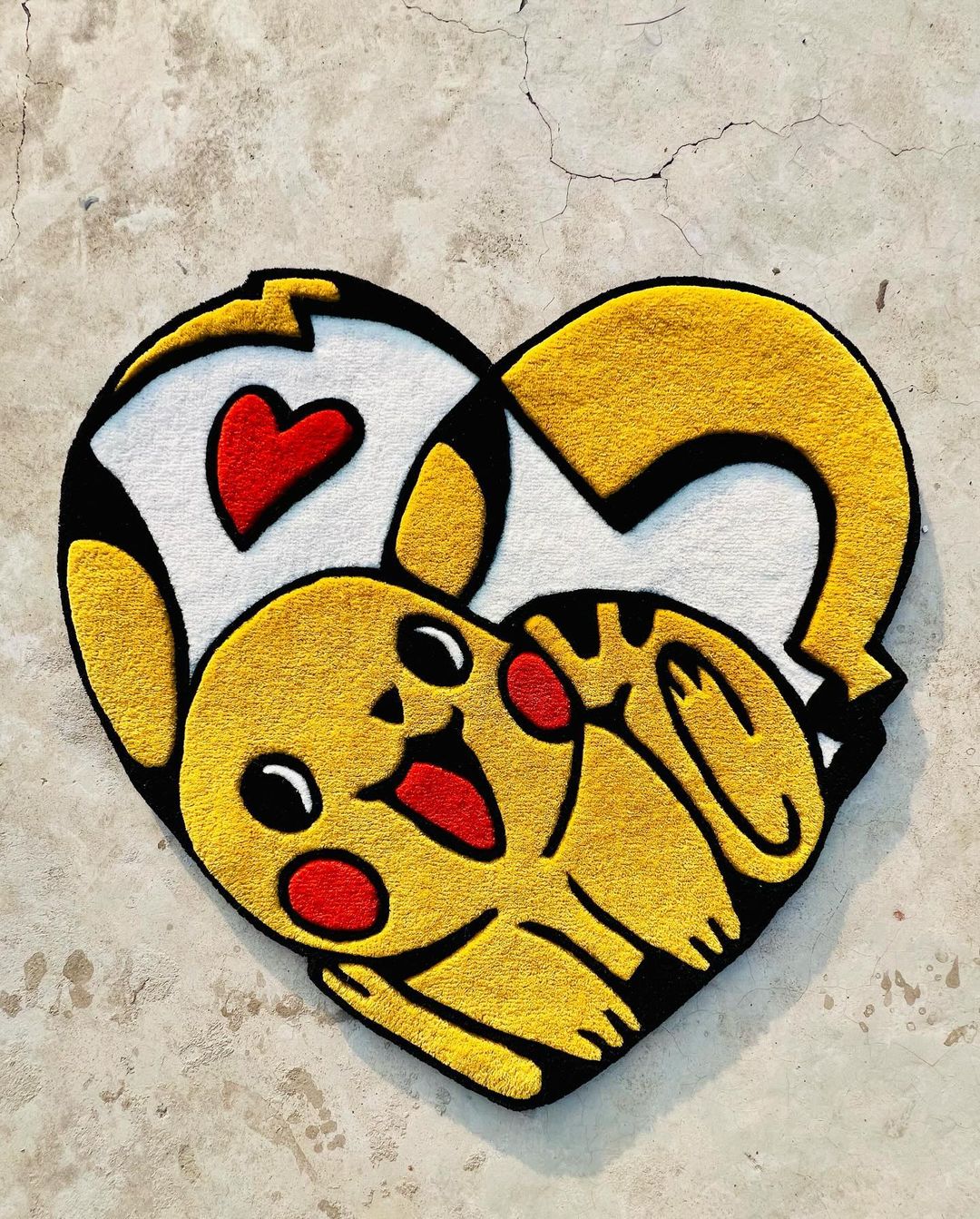 Yellow White Red Heart Shape Rug – Pokemon Hand Tufted by Rugfine – View 1