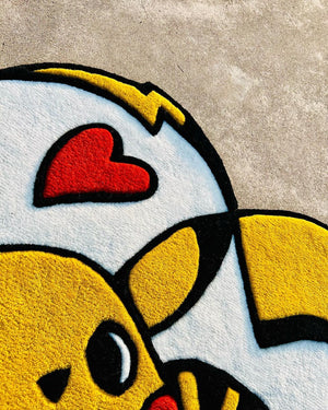 Pokemon Heart Shape Yellow White Red Rug – View 3 – Hand Tufted Rugfine