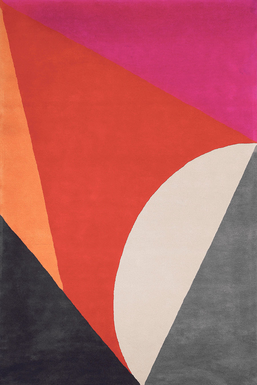 Red Pink Grey Hand Tufted Wool Rug – Prishmiq Glow Dinosaur Designs 100% NZ Wool by Rugfine – Overhead View