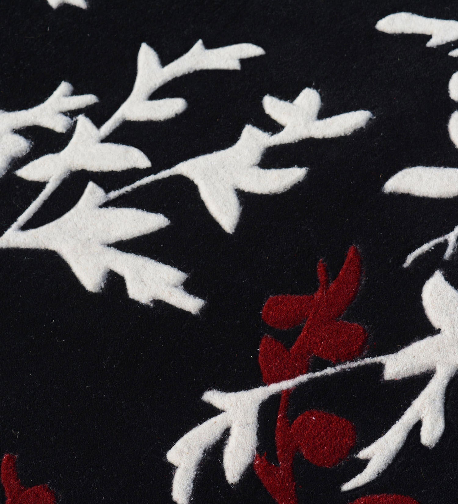 Reefpix Black Red Ivory Wool Rug – Overhead View 3 – Hand Tufted NZ Wool Rugfine