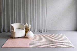 Ripple Pink White Contour BernabeiFreeman Wool Rug – Lifestyle View 1 – Hand Tufted Rugfine