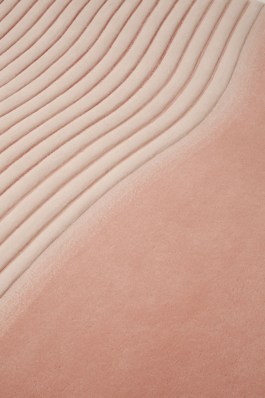 Ripple Pink White Contour Wool Rug – Close-Up Detail – Hand Tufted Rugfine
