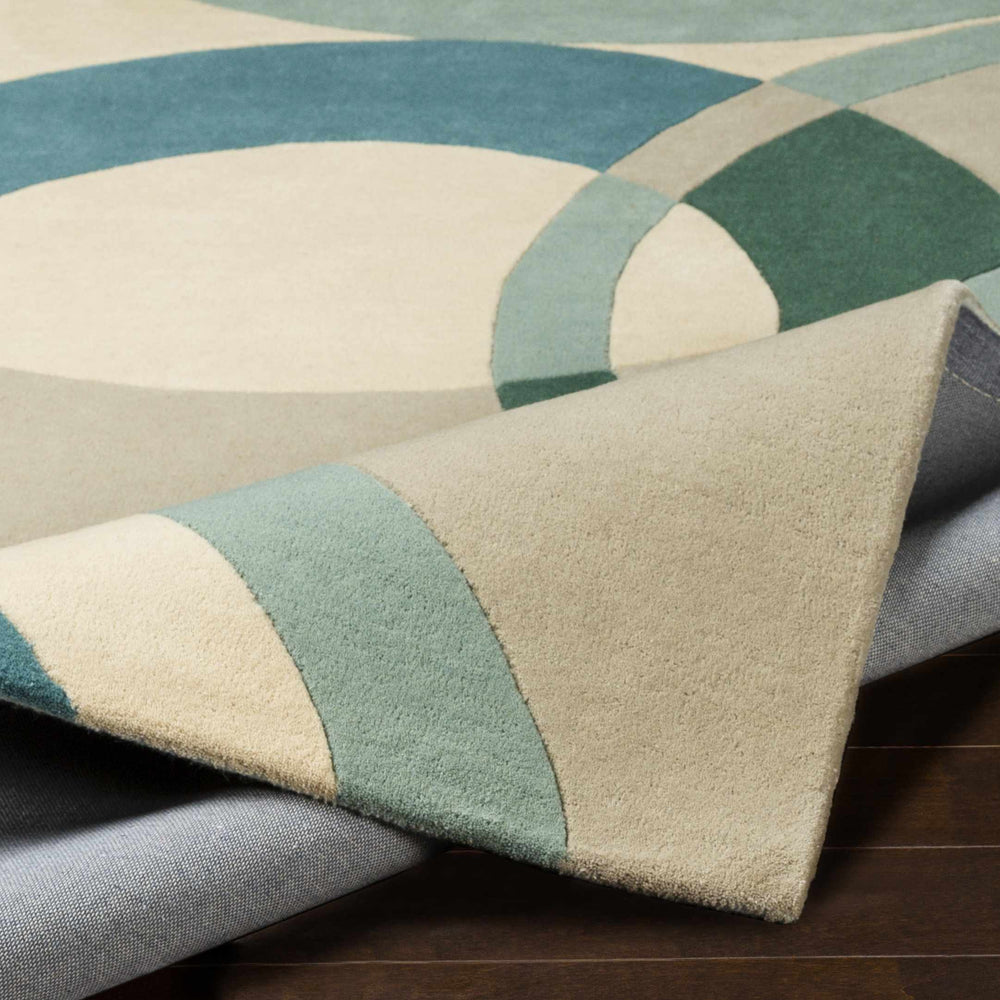 Botana Teal Sage Ivory Botanical Wool Rug – Texture Detail 04 – Hand Tufted Rugfine