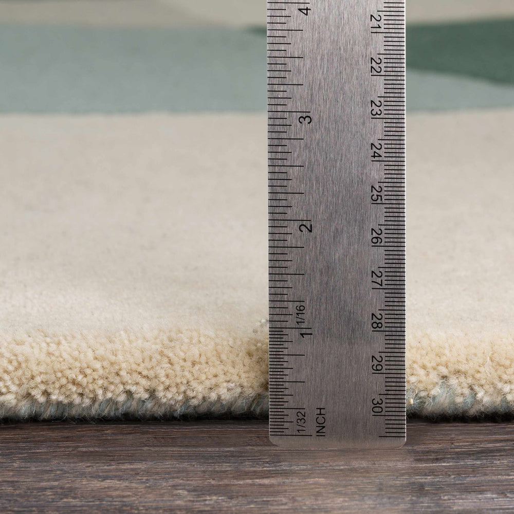 Botana Ivory Teal Sage Green Hand Tufted Rug – Pile Closeup 06 – NZ Wool Rugfine